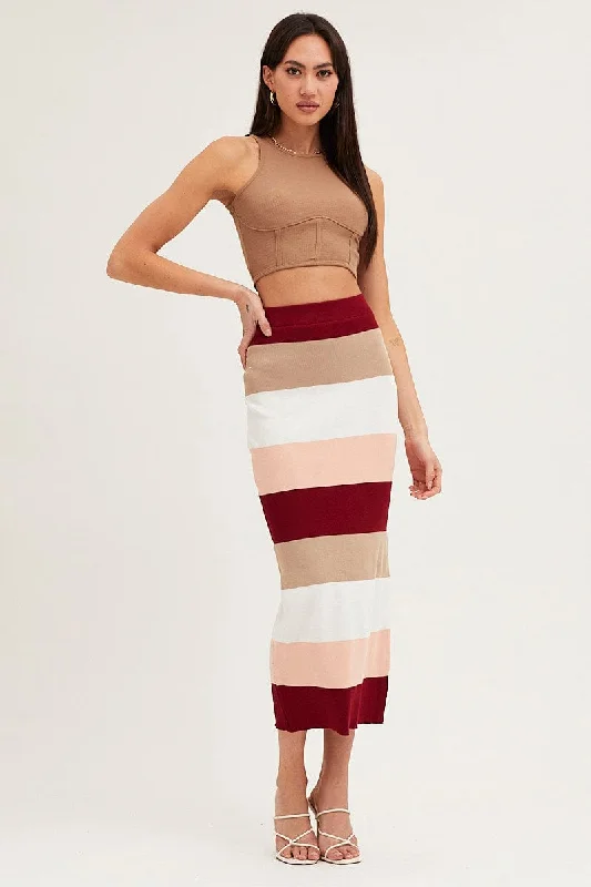 Multi Knit Midi Skirt