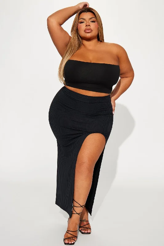 Settling Down Slit Maxi Skirt - Black