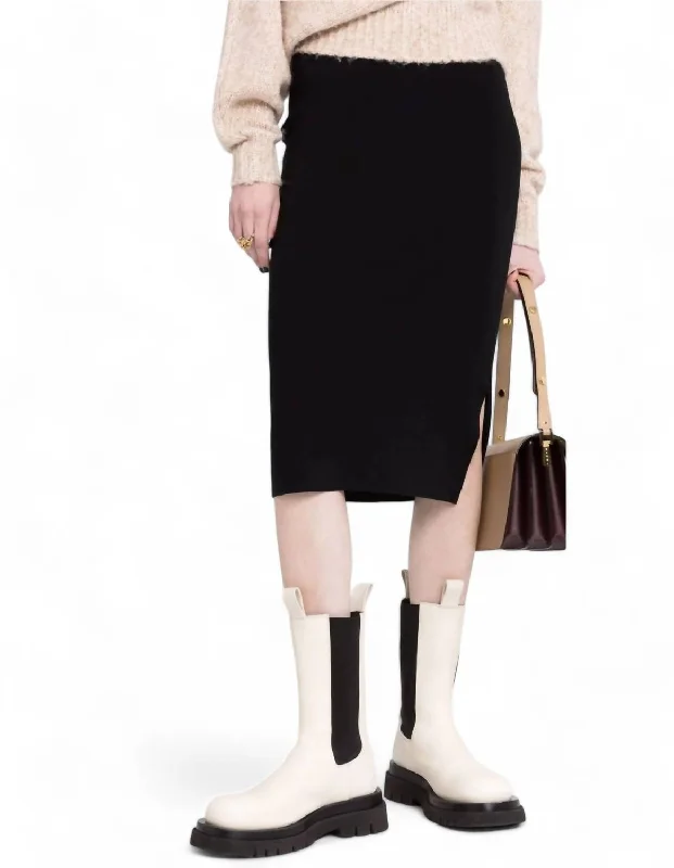 Silk Stretch Pencil Skirt In Black