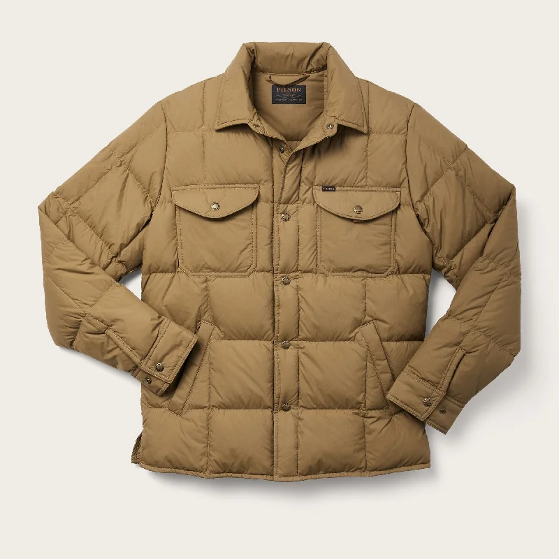Men's Camping Shirts for Outdoor AdventuresFilson Lightweight Down Jac/Shirt - Dark Tan Men's Camping Shirts for Outdoor AdventuresFilson Lightweight Down Jac/Shirt - Dark Tan